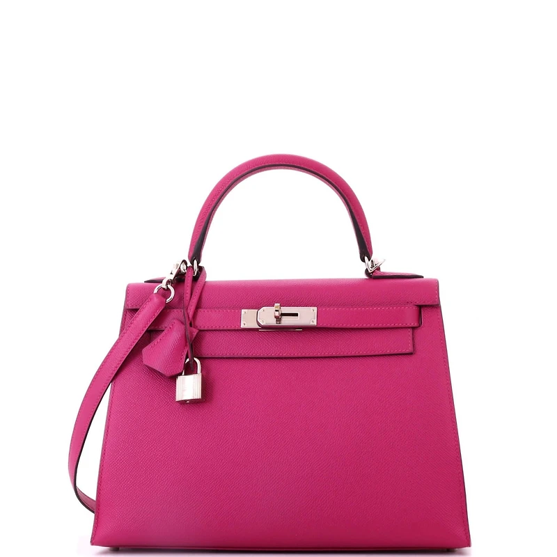 Pre-Owned HERMES Kelly 28 Handbag Pink Epsom with Palladium Hardware