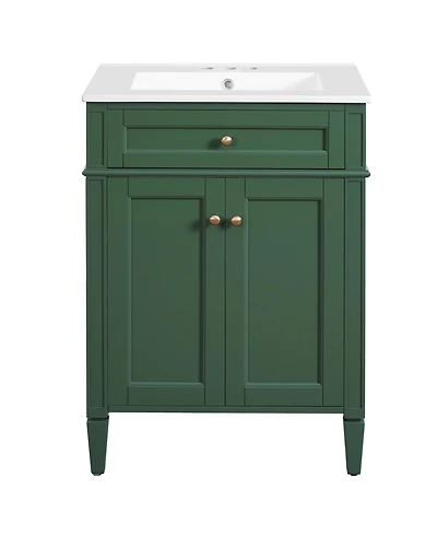 Busdays 24 Inch Bathroom Vanity with Sink 2 Doors Tip Out Drawer Soft Close Hinges Built In Organizers Storage Cabinet