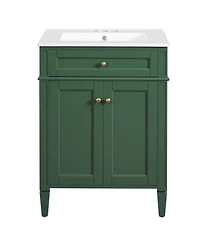Busdays 24 Inch Bathroom Vanity with Sink 2 Doors Tip Out Drawer Soft Close Hinges Built In Organizers Storage Cabinet
