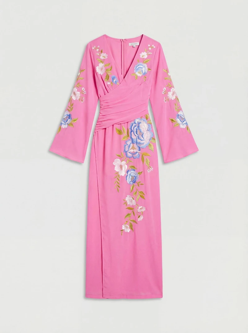 Coast Women's Embroidered V-Neck Wrap Dress
