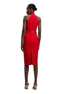 Karen Millen Women's Bandage High Neck Buckle Trim Midi Dress