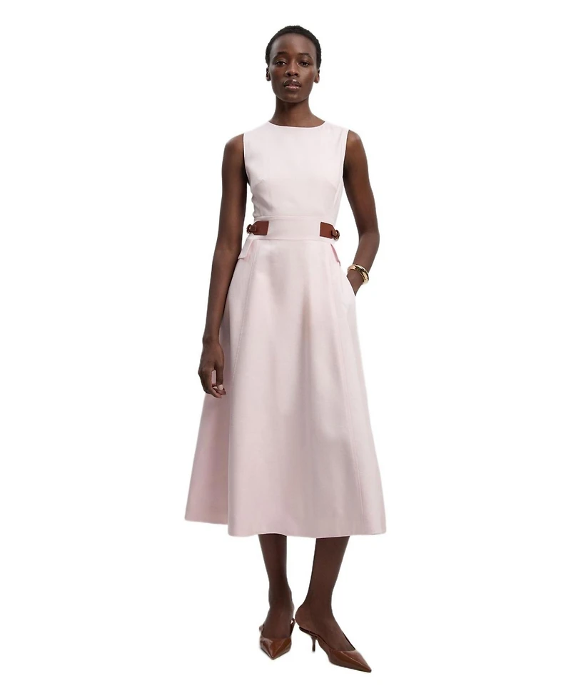 Karen Millen Women's Tailored Linen Full Midi Dress