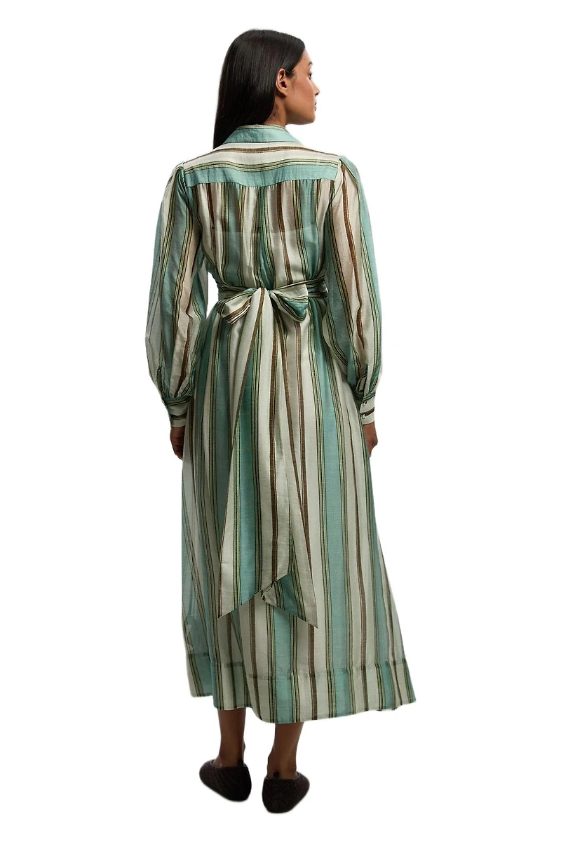 Karen Millen Women's Stripe Organdie Wrap Shirt Dress