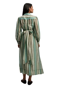Karen Millen Women's Stripe Organdie Wrap Shirt Dress