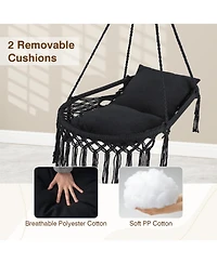 Sugift Macrame Hanging Swing Chair with Two Removable Cushions
