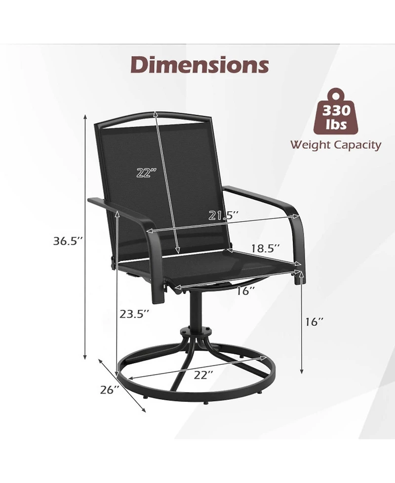 Gouun Outdoor 360 Degree Swivel Patio Chairs Set of 2 with High Back, Armrests and Breathable Seats