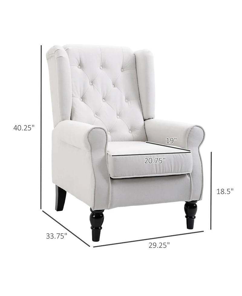 Boyel Living Button-Tufted Accent Chair with High Wingback Rounded Cushioned Armrests