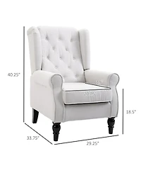 Boyel Living Button-Tufted Accent Chair with High Wingback Rounded Cushioned Armrests
