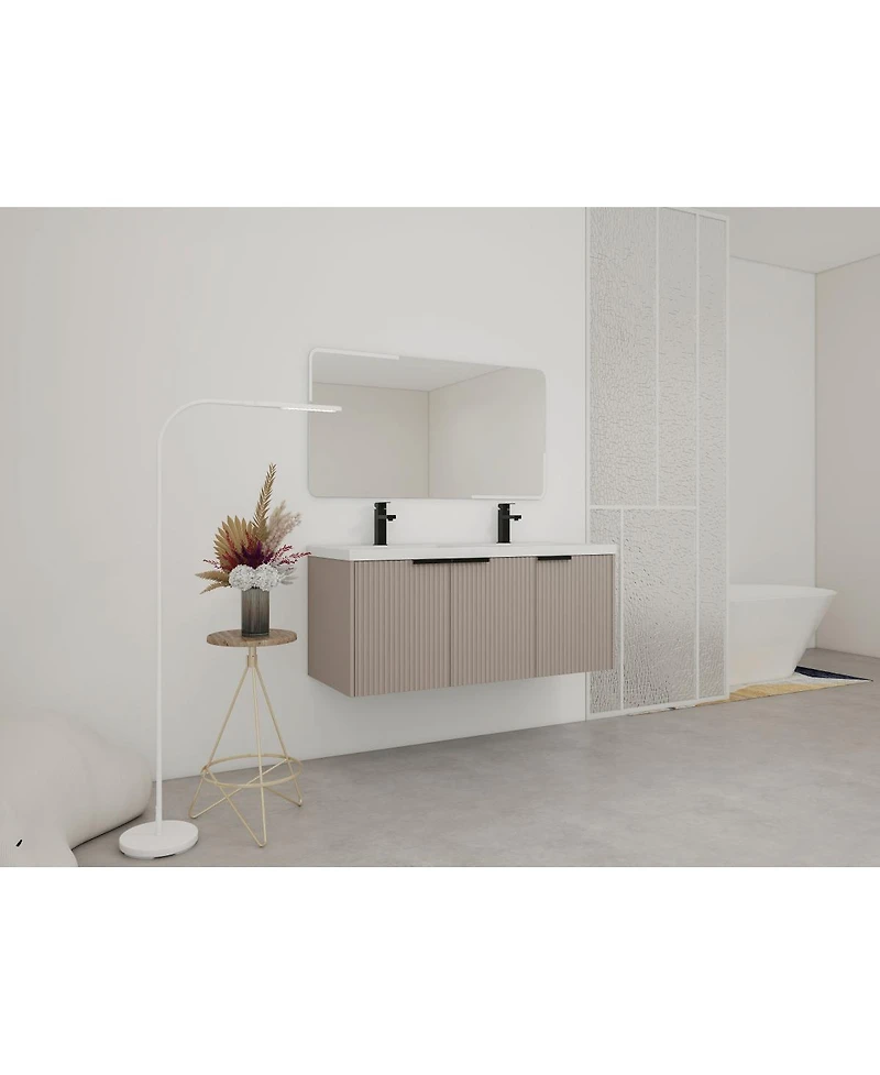 Sillysis 48 Inch Floating Bathroom Vanity with Double Resin Sink, Soft Close Doors, Large Storage Cabinet for Modern Home