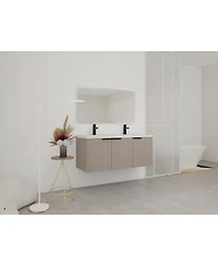 Sillysis 48 Inch Floating Bathroom Vanity with Double Resin Sink, Soft Close Doors, Large Storage Cabinet for Modern Home
