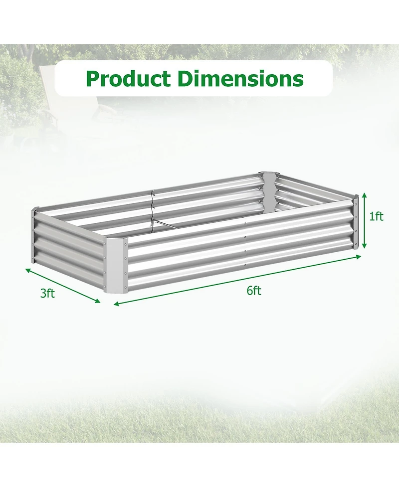 Gymax 2 Pieces Galvanized Raised Garden Bed Rectangular Galvanized Metal Planter Box