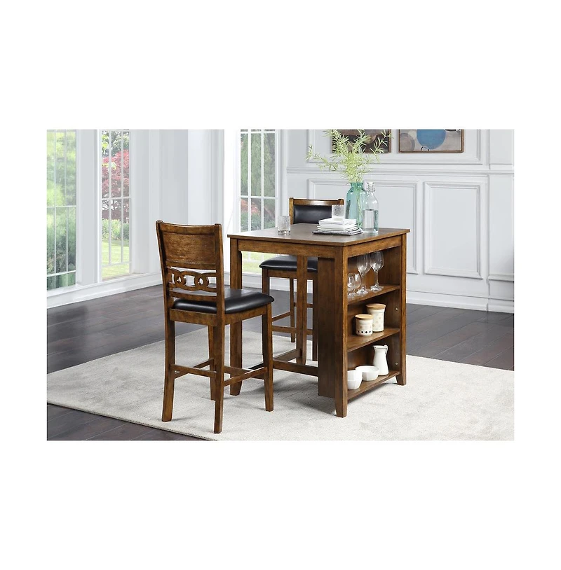 New Classic Furniture Gia Solid Wood Counter Table and 2 Chairs