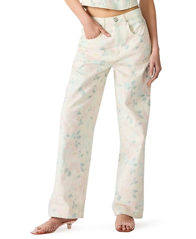 Steve Madden Women's Printed Straight-Fit Jeans