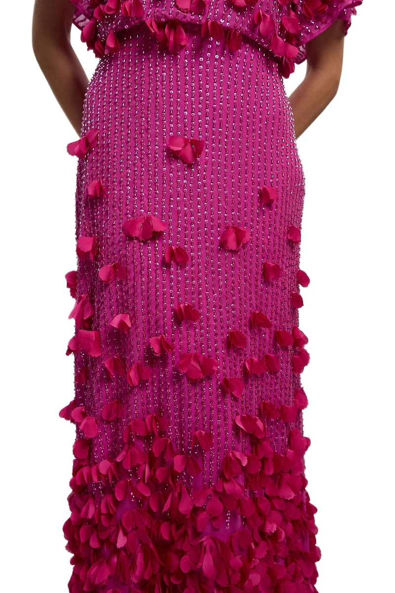 Karen Millen Women's Crystal Applique Angel Sleeve Maxi Dress