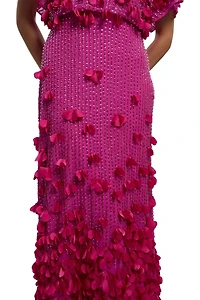 Karen Millen Women's Crystal Applique Angel Sleeve Maxi Dress