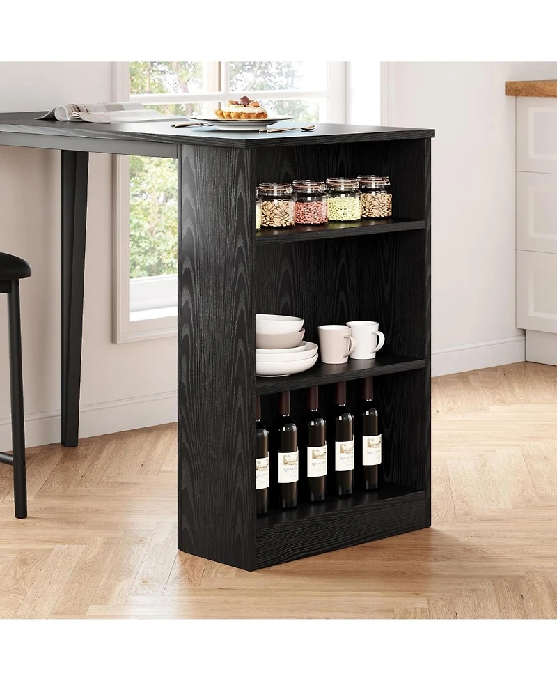 gaomon Bar Table and Chairs Set, 3 Piece Set with Flip Top Extension Storage Shelves, Dining for 2