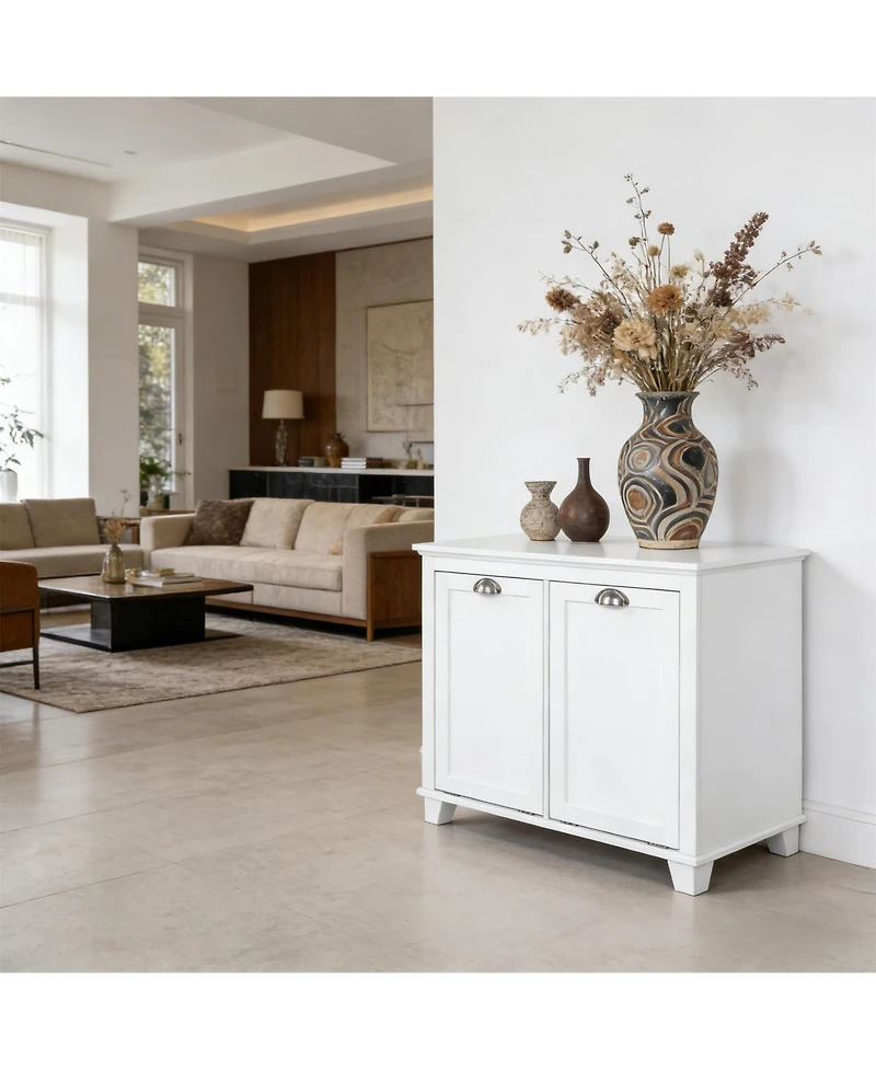 Clihome Wide Floor Cabinet Tilt-Out Laundry Hamper Cabinet, Freestanding Storage Cabinet