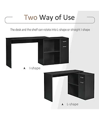 Homcom Home Office L-Shaped Corner Desk with Storage Drawer Modern Style