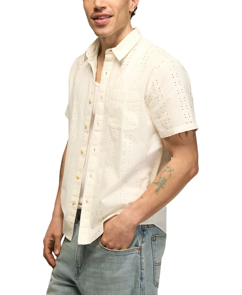Lucky Brand Men's Novelty Eyelet San Gabriel Short-Sleeve Shirt