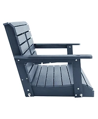Mega Casa 2-Seat Poly Lumber Hips Porch Swing with Foldable Cup Holders and Curved Deep Seat for Outdoor Garden