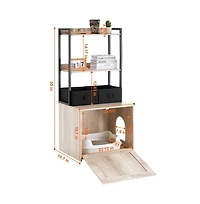 Sugift Cat Litter Box Enclosure Hidden Litter Box Furniture with 2 Storage Shelves and 2 Baskets