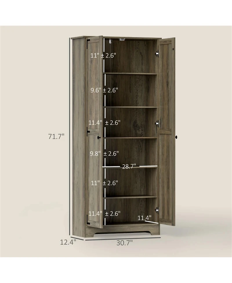 Clihome Freestanding Storage Cabinet Dark Gray Bar Cabinet with Adjustable Shelves