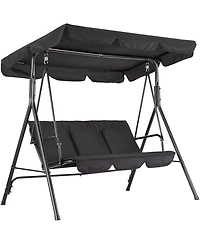 gaomon 3-Seat Outdoor Porch Swing Chair with Adjustable Canopy and Thickened Cushions
