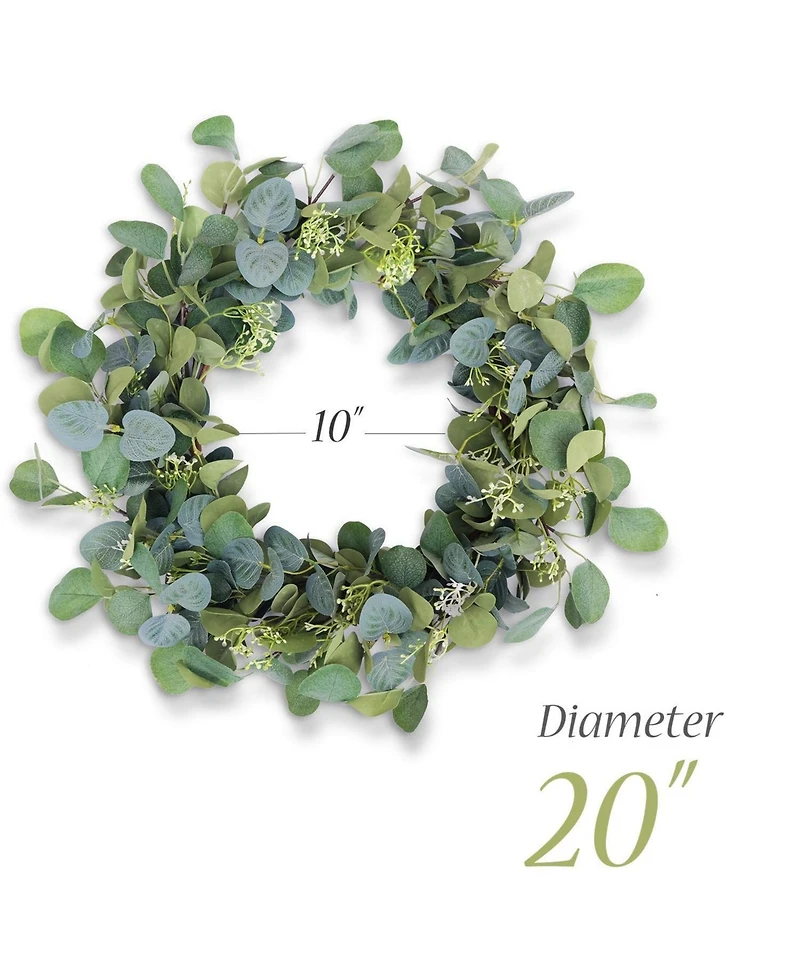 Gnuadz Eucalyptus Wreath Handmade Green Leaves Floral Wall Decor