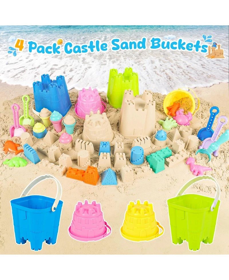 Gnuadz 34-piece Beach Toys Sand Castle Bucket Shovel Mesh Bag Mold Sandbox Kids