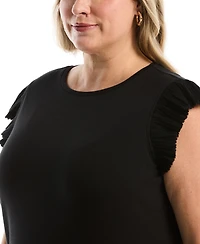 Rafaella Plus Ruffle Cap-Sleeve Top