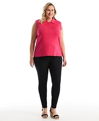 Rafaella Plus Ruffle Trim Sleeveless Polo Shirt