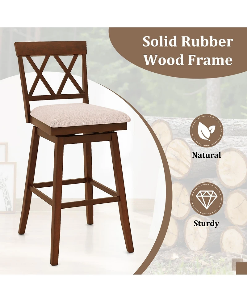 Sugift 29 Inch Counter Height Barstools with Backrest and Upholstered Seat Cushion for Kitchen Dining Room