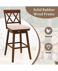 Sugift 29 Inch Counter Height Barstools with Backrest and Upholstered Seat Cushion for Kitchen Dining Room