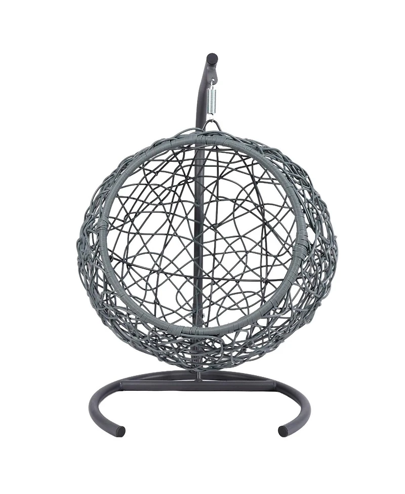 6thdruple Indoor Cat House Swing Bed, Gray Rattan Egg Chair with Cushion, for Cats and Small Pets