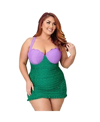 Unique Vintage Plus Halter Swim Dress