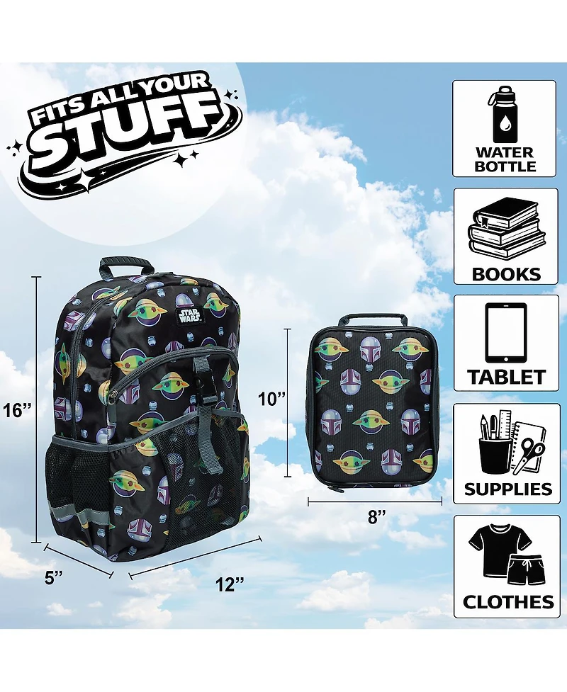 Star Wars: The Mandalorian and Grogu 2-Piece 16" Kids Backpack and Lunch Box Set For School And Travel