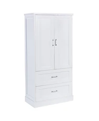 Busdays Tall Bathroom Storage Cabinet 2 Doors 2 Drawers Adjustable Shelf Mdf Board Two Packages