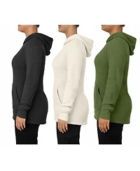 Blue Ice Women's Womeen's Loose Fit Waffle Knit Thermal Pullover Hoodie -3 Pack