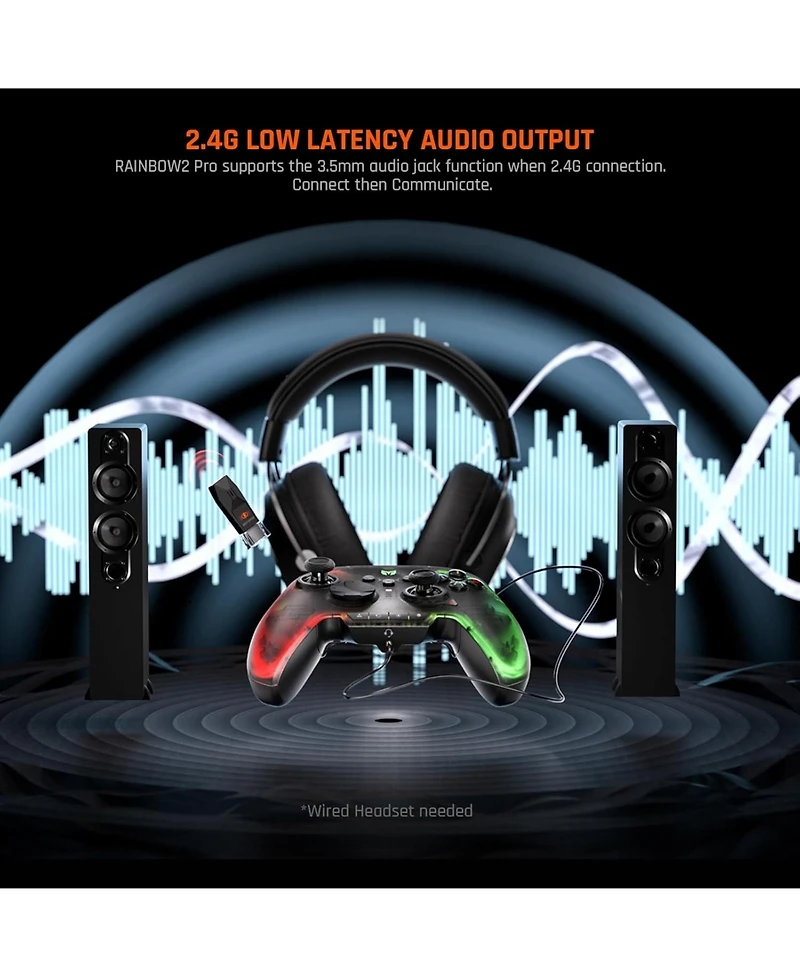 Bigbig Won Rainbow 2 Pro Rgb Bluetooth Wireless Controller with Charing Dock for Switch, Pc, Android and iOS