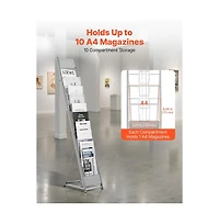 Sugift Brochure Display Rack 10 Pockets Magazine Literature Display Stand Portable Floor