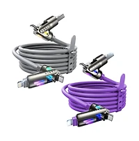 Lisen 2-Pack 240W 4-in-1 Charging Cable, Usb-c and Lightning Multi Charger Cable for All Devices, Fast Charging Cord for Travel, Home and Car