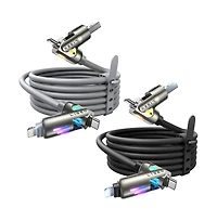 Lisen 2-Pack 240W 4-in-1 Charging Cable, Usb-c and Lightning Multi Charger Cable for All Devices, Fast Charging Cord for Travel, Home and Car