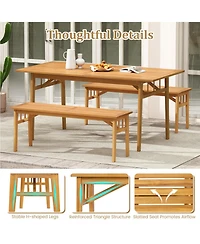 Gouun 48 in Acacia Wood Bench with Triangular Support Structure 800 lbs Capacity