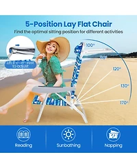 Gouun Set of 2 Folding Beach Chairs with 5-Position Reclining Backrest