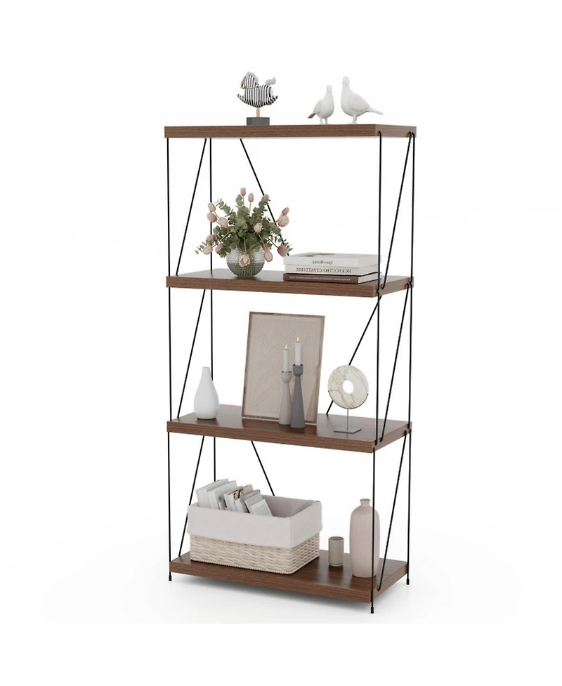 Gouun 4-Tier Freestanding Bookshelf with Metal Frame and Mdf Shelves