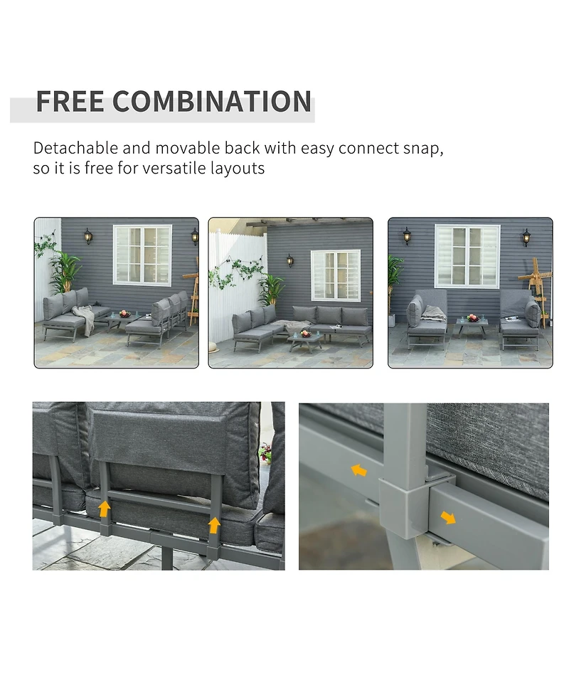 Outsunny 3-Piece Patio Couch Furniture Set with 2 Convertible Sofas,