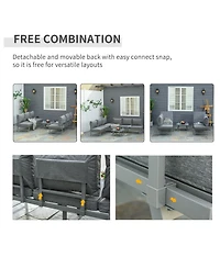 Outsunny 3-Piece Patio Couch Furniture Set with 2 Convertible Sofas,