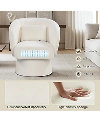 Slickblue Modern Swivel Accent Chair Barrel Design with Curved Back and Lumbar Pillow Support