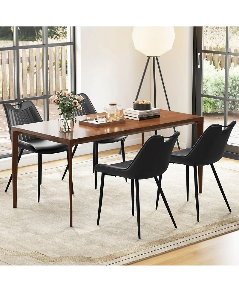 Slickblue Set of 4 Upholstered Kitchen Chairs with Metal Legs