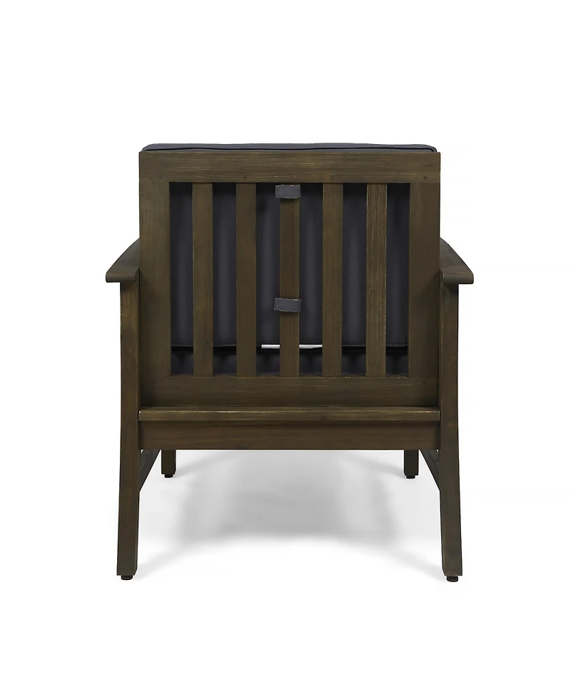 Rainsken Outdoor Accent Chair, Acacia Wood Patio Chair with Thick Cushions and Slat Panel Design, Weather Resistance for Backyard and Poolside
